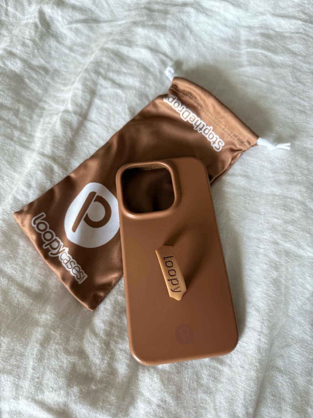 Loopy Case Brown Silicone Phone Case with Integrated Loop Strap
